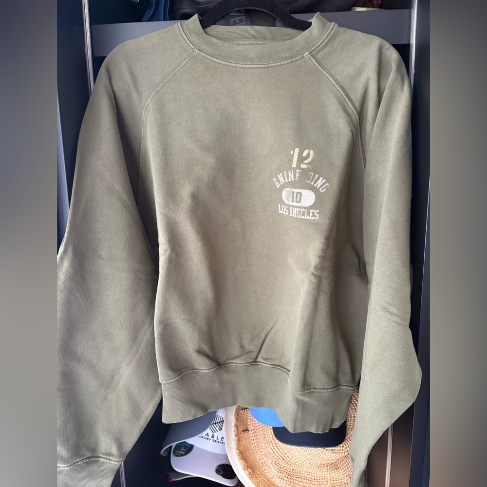 Anine Bing Olive Green Sweatshirt with Graphic Print